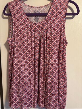 croft & barrow Red and Blue Geometric Sleeveless Tank